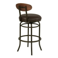 Marelana Harrison század közepén 30 Bar Height Metal Swivel Barstool az Auburn-öbölben Ford Brown bőrrel és Sedona