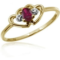 JewelersClub Ruby Ring Birthstone ékszerek - 0. Karát rubin 14K aranyozott ezüst gyűrűs ékszerek fehér gyémánt akcentussal