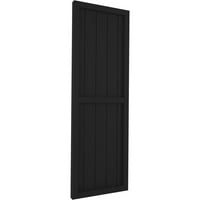 Ekena Millwork 1 2 W 66 H Americraft öt tábla külső fa két egyenlő panel keretes tábla-N-Batten redőnyök, fekete