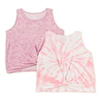 A Wonder Nation Girls Twist-Front Tank Tops, 2-Pack, Méret 4- és Plus