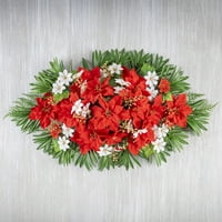 Gerson Red Poinsettia Emlék Ovális koszorú arany bogyókkal