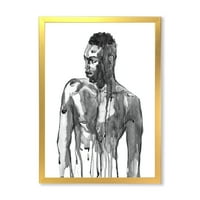 Designart 'A jóképű afrikai ember portréja a fehér i' Modern keretes művészet nyomtatás