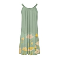 Nyári ruhák nőknek Női Divat Nyári strand alkalmi nyomtatás Ujjatlan aranyos Mini Parittya ruha Zöld XL