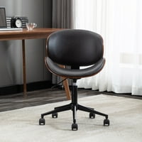 Állítható irodai szék, Aukfa PU bőr kárpitos akcentus szék fekete láb, számítógépes asztali szék, forgóasztal -szék