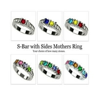 Nana S-Bar W oldalak anyák napi gyűrű 1-ig többköves ajándék-sterling ezüst méretű 10,5-kő nő