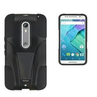 Edragon Shell polikarbonát tok beépített összecsukható kickstand Hyber -hez a Motorola Moto Pure Edition stílusú fekete