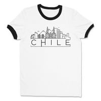 Skyline Chile Ringer Póló Unise Kis Fehér Fekete