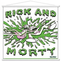 Rick és Morty-savas fal poszter fa mágneses kerettel, 22.375 34