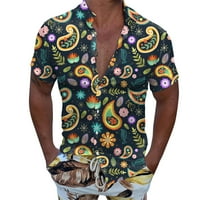 Nehéz pamut ing férfi alkalmi rövid ujjú Tavaszi Nyári Turndown nyak 3D nyomtatott ingek divat felső blúz ingek