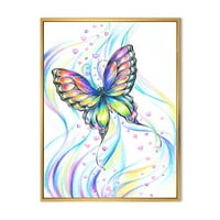 Designart 'Iridiscent színes pillangó' hagyományos keretes vászon fali művészet