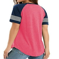 Női nyári felsők rövid ujjú póló csíkos póló puha póló strand Pulóver Rose Red XL