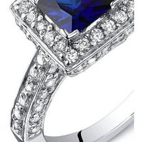A CT hercegnő vágott kék zafír gyűrűt készített ezüstben