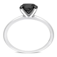 Carat T.W. Fekete gyémánt 14KT fehérarany pasziánsz eljegyzési gyűrű