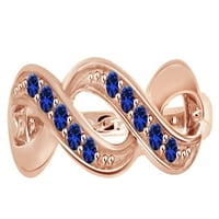 Szimulált Kék zafír Örvénygyűrű 14k Rózsaaranyban ezüst felett, gyűrűméret-5,5