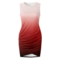 Női ruhák kényelmes Legénység nyak ujjatlan kényelem derék nyári Mini nap ruha piros nyomtatott ruha M