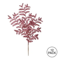 Vickerman 22 Rózsaszín Bipinnate Glitter Levél Mesterséges Karácsonyi Spray. Csomagonként spray-ket tartalmaz