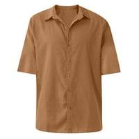 Férfi nyári ing rövid ujjú Guayabera ing férfiaknak gomb le Kubai strand ing felsők Khaki L