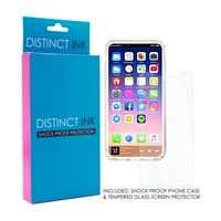 DistinctInk tiszta Ütésálló hibrid tok iPhone XS ma-TPU lökhárítóhoz, akril Hátlap, Edzett üveg képernyővédő - kanadai