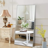 NeuType Fali tükör 47 x22 nagy tükör falra szerelt alumínium tükör Fürdőszoba nappalihoz, ezüst