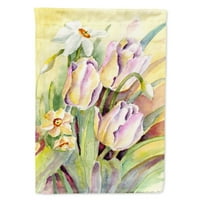 Carolines kincsek BMBO0425CHF tulipánok és Narcisuss zászló vászon ház mérete nagy, többszínű