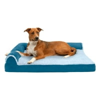 FurHaven Pet Products kéttónusú Fau Fur & Suede Cooling Gel Top Deluxe l-kanapéágy kutyáknak és macskáknak-tengeri