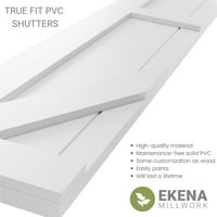 Ekena Millwork 12 W 71 H True Fit PVC két egyenlő Panel parasztház Fix Mount redőnyök w Z-Bar, fehér