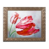 Védjegy képzőművészet angol tulipánok vászon művészet Lily van Bienen, arany díszes keret