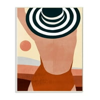 Stupell Industries női hátsó tengerparti divat kalap fürdőruha nyári szórakoztató fal plakk tervezése, Victoria Borges,