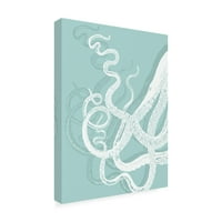 Védjegy Képzőművészet 'Octopus Tizárok Fehér a Seafoam' vászon művészete, Fab Funky