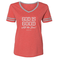 Áldott Lány Női-egyetemi póló-Isten jó forgatókönyv-Tüzes vörös Heather Oxford-SM