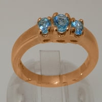 Brit gyártmányú 10k Rózsa arany gyűrű természetes kék topáz Női eljegyzési gyűrűvel-méret opciók-Méret 11