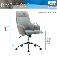 Otthoni irodai szék, magasság állítható, hengeres irodai szék kerekekkel, ergonómikus szék memóriaba, szürke
