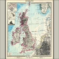 24 x36 Galéria poszter, Nagy-Britannia térképe C németül Stieler & Perthes