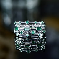 Peermont 18K fehér aranyozott réteg zöld smaragd gyűrű