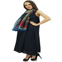 Bimba női Designer sötétkék ruha virágos nyomtatott sál Nyári viselet - 26