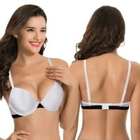 Curve Muse női molett méret hozzá egy fél csésze Push Up Underwire melltartó-2Pk-fehér nyomtatás, fehér-46D