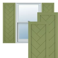 Ekena Millwork 15 W 80 H True Fit PVC egyetlen Panel Halszálkás Modern stílus Fix Mount redőnyök, moha zöld