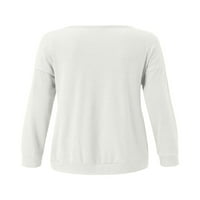 Rejlun Női póló Hosszú ujjú póló egyszínű póló Laza tunika blúz alkalmi Dailywear Pulóver Fehér XL
