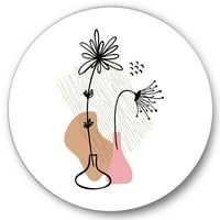 Designart 'Absztrakt minimális formák a virágok alatt III' Modern körfém fali művészet - 11 -es lemez