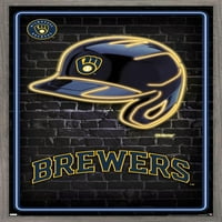 Milwaukee Brewers - Neon sisak fali poszter, 22.375 34 keretes