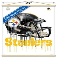 Pittsburgh Steelers-csepegtető sisak fali poszter fa mágneses kerettel, 22.375 34