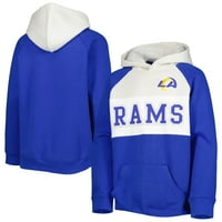 Ifjúsági Los Angeles Rams Royal Color Block Raglan Pullover kapucnis pulóver