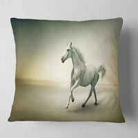 Designart White Horse in Motion - Animal Dobás párna - 16x16