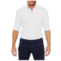 Bazyrey Férfi ingek hosszú ujjú alkalmi ing gallér nélküli Álló gallér cipzáras ing felső Fehér XL
