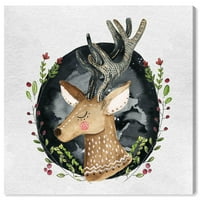 Wynwood Studio 'Dreaming Deer Square' állatok fal art vászon nyomtatás - barna, fekete, 30 30