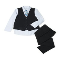 Wonder Nation Boys 4- és Husky öltöny, mellény, gombos ing, nyakkendő és nadrág, négyrészes ruhakészlet