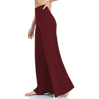 Női divat Egyszínű Stretch jóga nadrág magas derék Laza alkalmi széles lábú nadrág Bor M