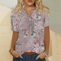 Feternal női Retro Virágmintás Egysoros Rövid ujjú ing zsebekkel póló felső női nyári felsők