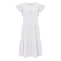 Wendunide Női ruhák női nyári alkalmi ruha édes aranyos V nyakú Mini ruha zseb rövid Sleevele fodros ruha fehér