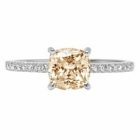 2. ct ragyogó párna vágott tiszta szimulált gyémánt 18K fehér arany Pasziánsz ékezetes gyűrű SZ 7.75